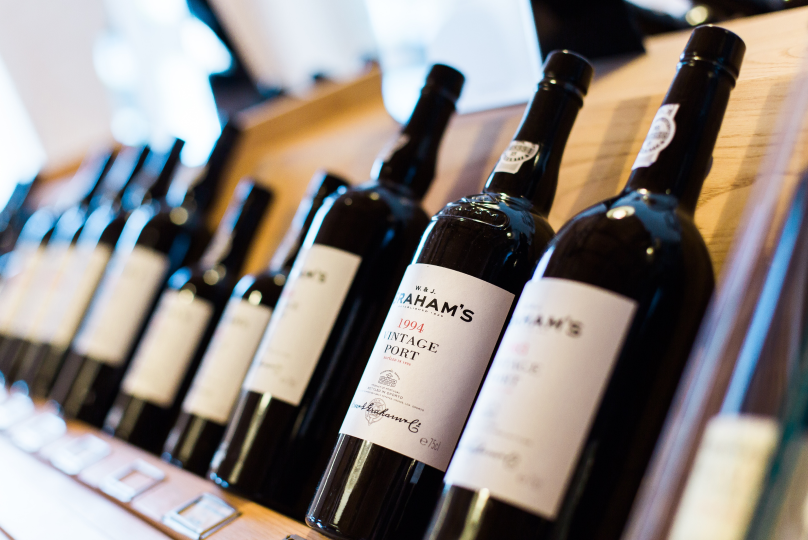 Bottles of wine on the counter