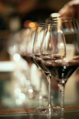 Glasses of wine on the table
