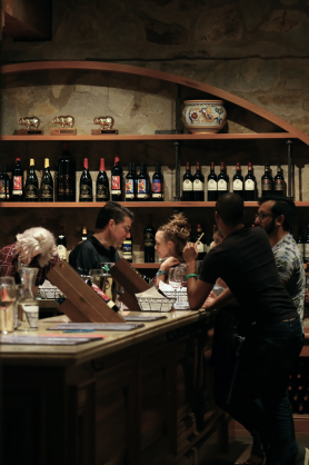 Visitors in the wine shop
