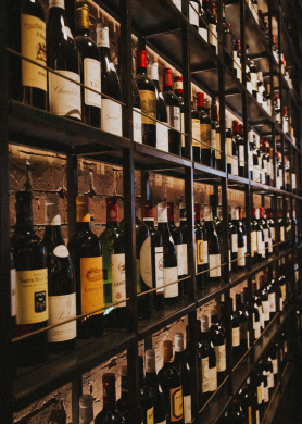 The wine rack in the basement